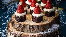 Santa hat brownie bites