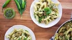 Serrano Pepper Pesto Pasta with Chicken Sausage