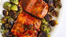 Sheet Pan Maple Glazed Salmon with Brussels Sprouts