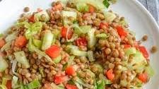 Simple & Easy Warm Brown Lentil Salad