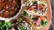 Skirt Steak Tacos with Charred Tomato Salsa