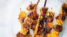 Spiced pork and pineapple skewers