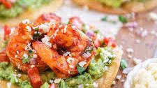 Spicy Shrimp and Guacamole Tostadas