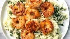 Spicy Shrimp Over Creamy Spinach Cauliflower Rice