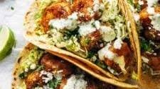 Spicy Shrimp Tacos with Garlic Cilantro Lime Slaw