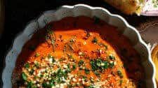 Spicy Tomato Soup with Garlic Cheese Bread