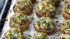 Spinach Feta Stuffed Mushrooms with Walnuts