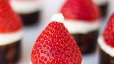 Strawberry Santa Hat Brownie Bites