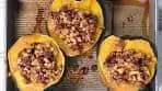 Stuffed Acorn Squash with Cranberries, Walnuts, and Apples