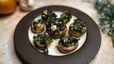 Stuffed Mushrooms with Spinach, Walnuts, and Feta