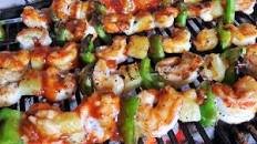 Sweet and spicy grilled shrimp skewers