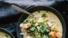 Thai Green Curry with Chicken-styled pieces and Veg with Fragrant Lime infused Jasmine rice
