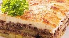 Traditional Moussaka recipe with eggplants (aubergines) and potatoes