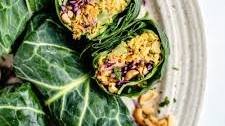 Vegan Curry Chickpea Salad Collard Wraps