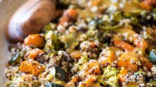 Warm Quinoa Roasted Veggie Salad with Homemade Vinaigrette