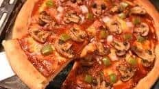 Whole Wheat mushroom pizza in OTG-How to make-Step by step photos & Video