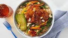 Yuzu & Honey-Glazed Chicken Thighs with Brown Rice, Vegetables & Avocado