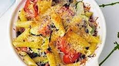 Zucchini, tomato and basil pasta bake