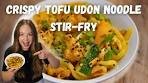 🍜Crispy Tofu Udon Noodle Stir Fry | Vegan, WFPB, Easy Dinner!