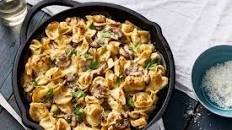 Baked Tortellini Alfredo With Mushrooms