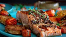 Balsamic Glazed Salmon and Roasted Root Vegetables