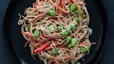 Buckwheat Soba & Edamame with Almond Butter Sauce