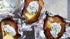 Camping Baked Potatoes with Herbed Sour Cream