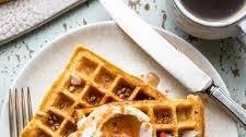 Carrot Cake Waffles with Creamed Cheese Whipped Cream