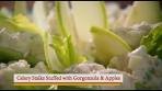 Celery Stalks stuffed with Gorgonzola and Apples.