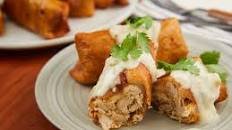 Chicken Chimichangas with Sour Cream Sauce