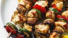 Chicken Kabobs With Mushrooms, Zucchini And Peppers