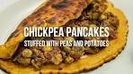 Chickpea Pancakes Stuffed with Peas and Potatoes