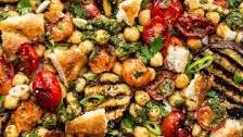 Chickpea salad with grilled vegetables