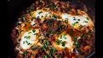 Chipotle beans with baked eggs