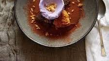 Chocolate Mousse with Violet Ice Cream, Honeycomb and Aero - Chef Recipe by Darren Purchese