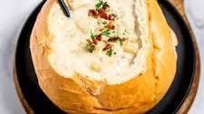 Creamy Clam Chowder In A Bread Bowl - Easy Recipe