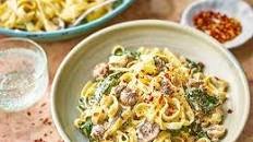 Creamy mushroom & spinach pasta