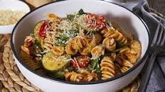 Creamy Sundried Tomato Pesto Pasta with Zucchini, Silverbeet and Parmesan