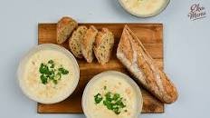 Creamy yacon soup with flaked almonds