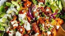 Crispy Buffalo Chicken Salad with Cilantro Ranch {Paleo, Whole30, Keto}