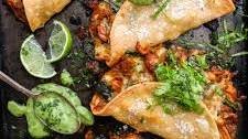 Crispy Poblano Chicken Tacos with Avocado-Jalapeño Salsa