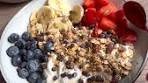 Delicious Skyr Fruit Bowl with Chocolate and Honey