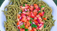 Delicious Zhoug Sauce Pasta with Tomato Relish
