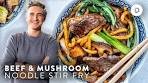 EASY Beef & Mushroom Noodle Stir Fry! 🍜