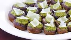 Easy Pesto Stuffed Mushrooms