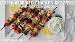 Greek Inspired Chicken Skewers with Tzatziki Sauce featuring ...