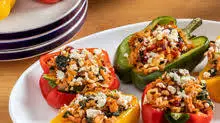 Greek Stuffed Peppers With Spinach & Artichoke