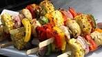 Grilled Caribbean Vegetarian Kebabs.