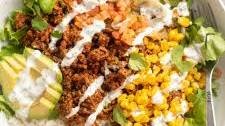 Ground Beef Taco Bowls with Cilantro Lime Crema