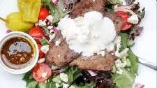 Gyro Salad with Homemade Dressing and Greek Yogurt Sauce